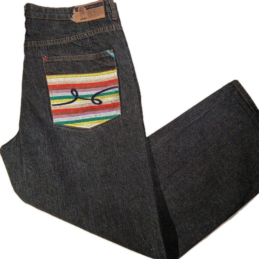 LR Geans Grass Roots Jeans  Men's  40  Multi-Color Embroidered Pkts  Vintage Y2K